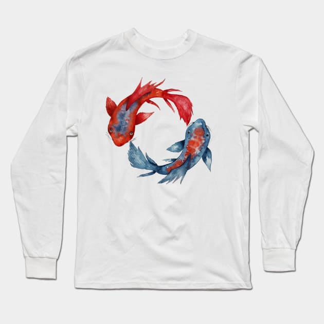 Yin Yang Koi Fish Long Sleeve T-Shirt by ZuskaArt